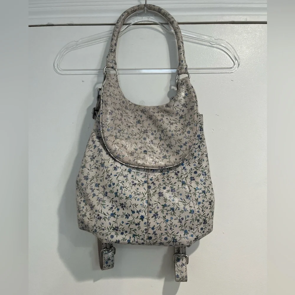 American Leather Co. White‎ Floral Leather 2-1 Backpack Bag